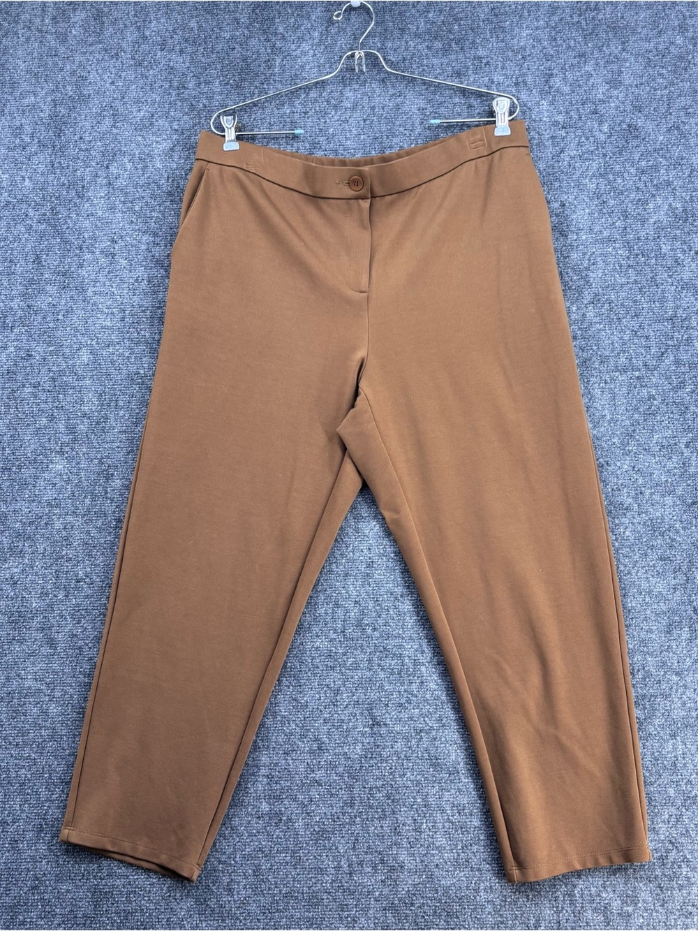 Eileen Fisher Camel Brown High Rise Stretch Office Pants Women’s L Made In USA